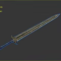 Ancient Golden Decorative Sword With Intricate Hilt And Engraved Blade Details