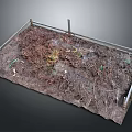 Small Garden Bed Enclosed By Metal Frame With Soil Weeds And Green Plants