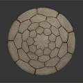 Unique Circular Decorative Bowl With White Beige Cracked Surface Texture Pattern