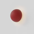Spherical Red Matte Wall Lamp With Soft Glow On Light Background Design 3d model