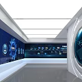 Advanced Technology Exhibition Hall With Futuristic Digital Displays And Interactive Exhibits