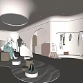 Elegant Modern Clothing Store Interior With Mannequins Clothes On Hangers And Decorative Plants