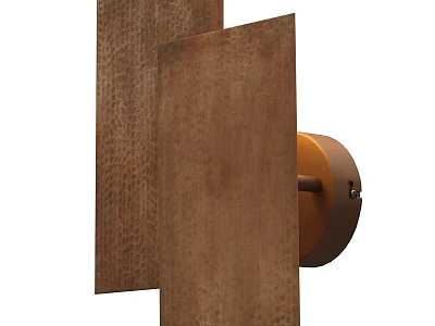 Rustic Copper Wall Lamp With Double Brown Panels And Circular Mounting Base Design 3d model