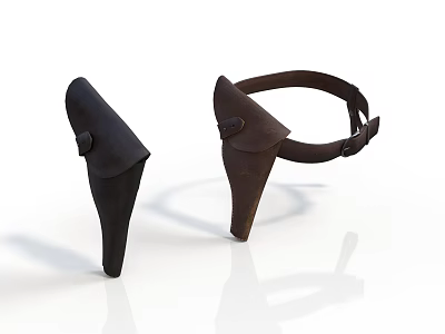 Black and Brown Leather Heel Protectors with Strap Design for Daily Use 3d model