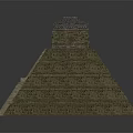 Detailed Cartoon Ancient Pyramid Scene Featuring Stone Steps And Temple Top