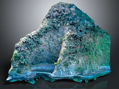 Garden Landscape Rockery Design With Green Vegetation And Water Feature 3d model