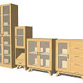 Modern Wooden Storage Cabinets With Glass Doors Drawer And Different Sizes Design