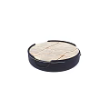 Modern Round Coffee Table Design With Marble Top Dark Frame And Metal Chains