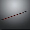 Traditional Red Shaft Silver Spearhead Weapon with Black Connector and Classic Long Handle