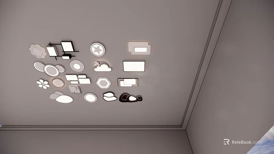 Modern Ceiling Lights with Various Shapes and Designs for Interior Decoration 3d model