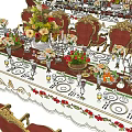 Elegant Formal Dining Table Set With Red Chairs Tableware And Decorative Centerpieces