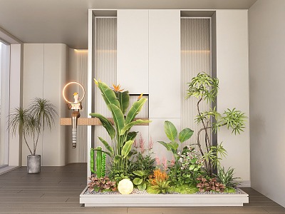 Indoor plant landscape landscaping combination plant pile flowers and plants flower mirror courtyard sketch model