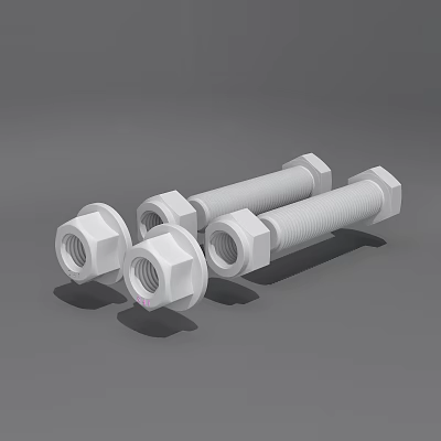 High Strength Hardware Tools Hex Head Bolts And Nuts For Industrial Applications 3d model