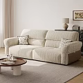 Beige Casual Sofa Set With Decorative Pillows And Wooden Coffee Table In Living Room