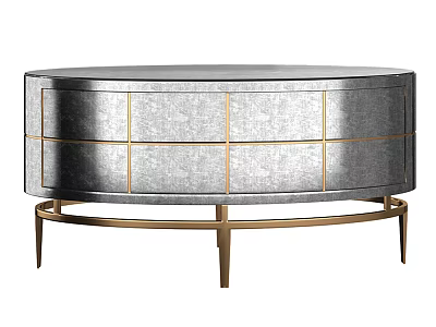 Elegant Modern Coffee Table With Silver Paneled Surface And Gold Metal Legs 3d model