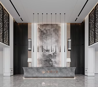 New Chinese Reception Desk Reception Desk 3d model