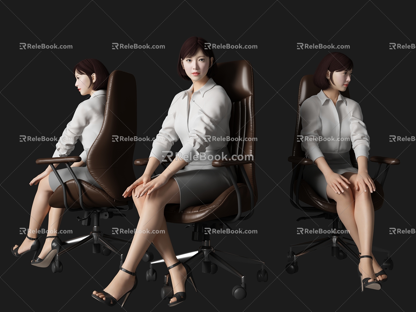 modern woman sitting posture beautiful figure 3d model