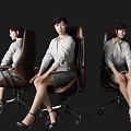 modern woman sitting posture beautiful figure 3d model