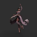 Woman In Traditional Chinese Costume Dancing With Flowing Ribbons And Graceful Pose