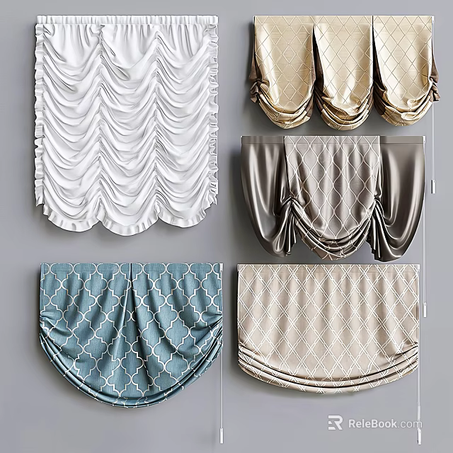 Various Styles of Window Blinds in Neutral and Colorful Designs for Interior Decor 3d model 