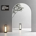 Modern Minimalist Outdoor Standing Lights In Garden With Archway And Green Plant