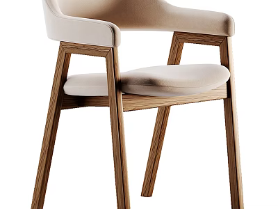 Comfortable Minimalist Leisure Chair With Wooden Frame And Fabric Seat Cushion 3d model