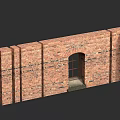 Red Brick Building Exterior Wall With Arched Window And Classic Design
