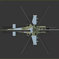 Camouflage Green Military Helicopter With Multiple Rotors Cockpit And Landing Gear
