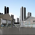 Vibrant Urban Commercial Street With Modern Buildings Shops And Busy Pedestrian Crowds