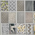 Square Rugs With Various Geometric Patterns And Modern Design Styles 3d model