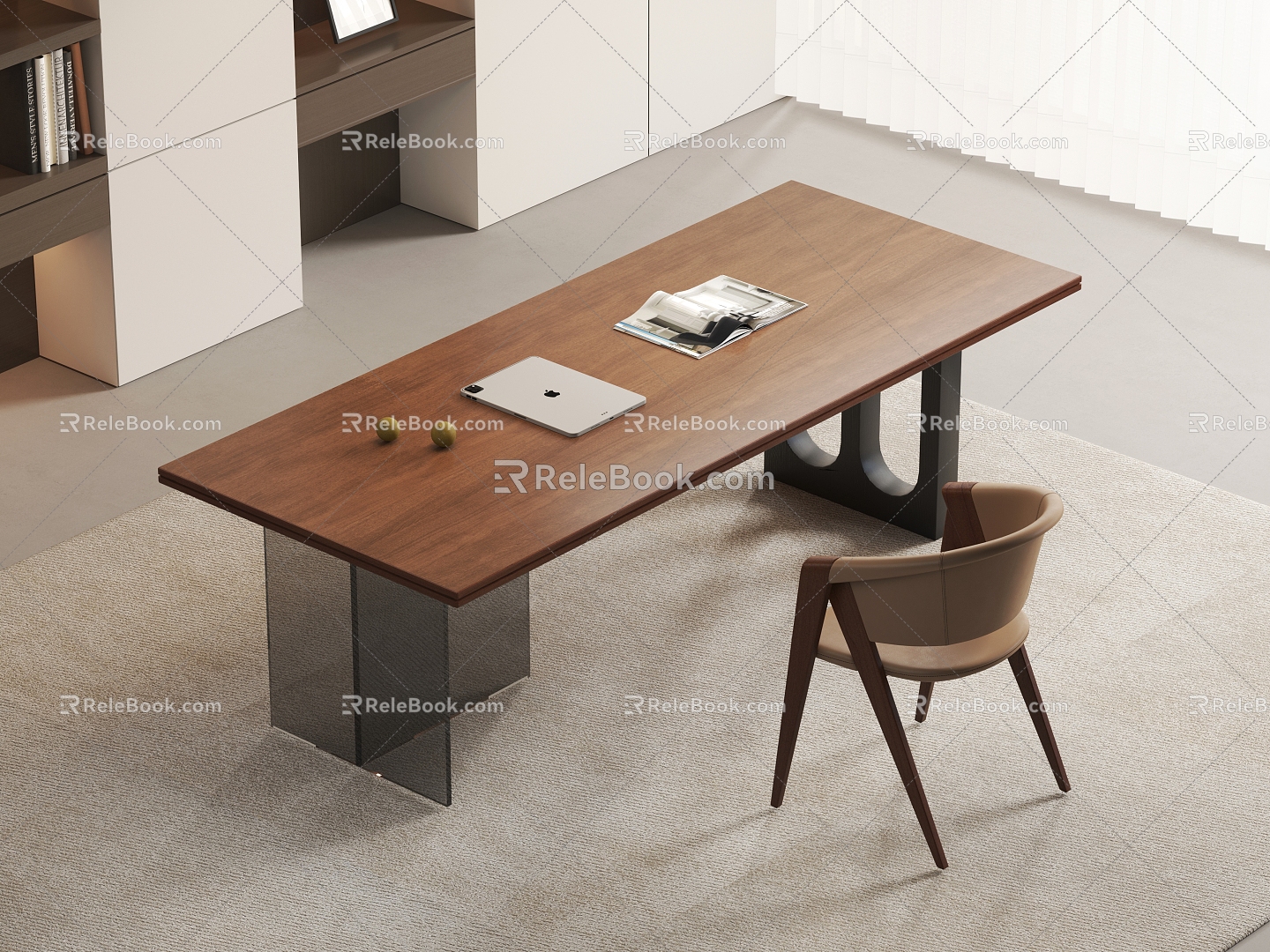 Modern log style desk 3d model