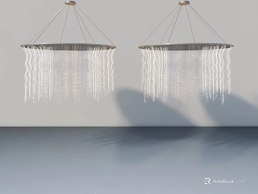 Modern Swing Door Design With Hanging Decorations And White Tassels On Gray Wall 3d model 