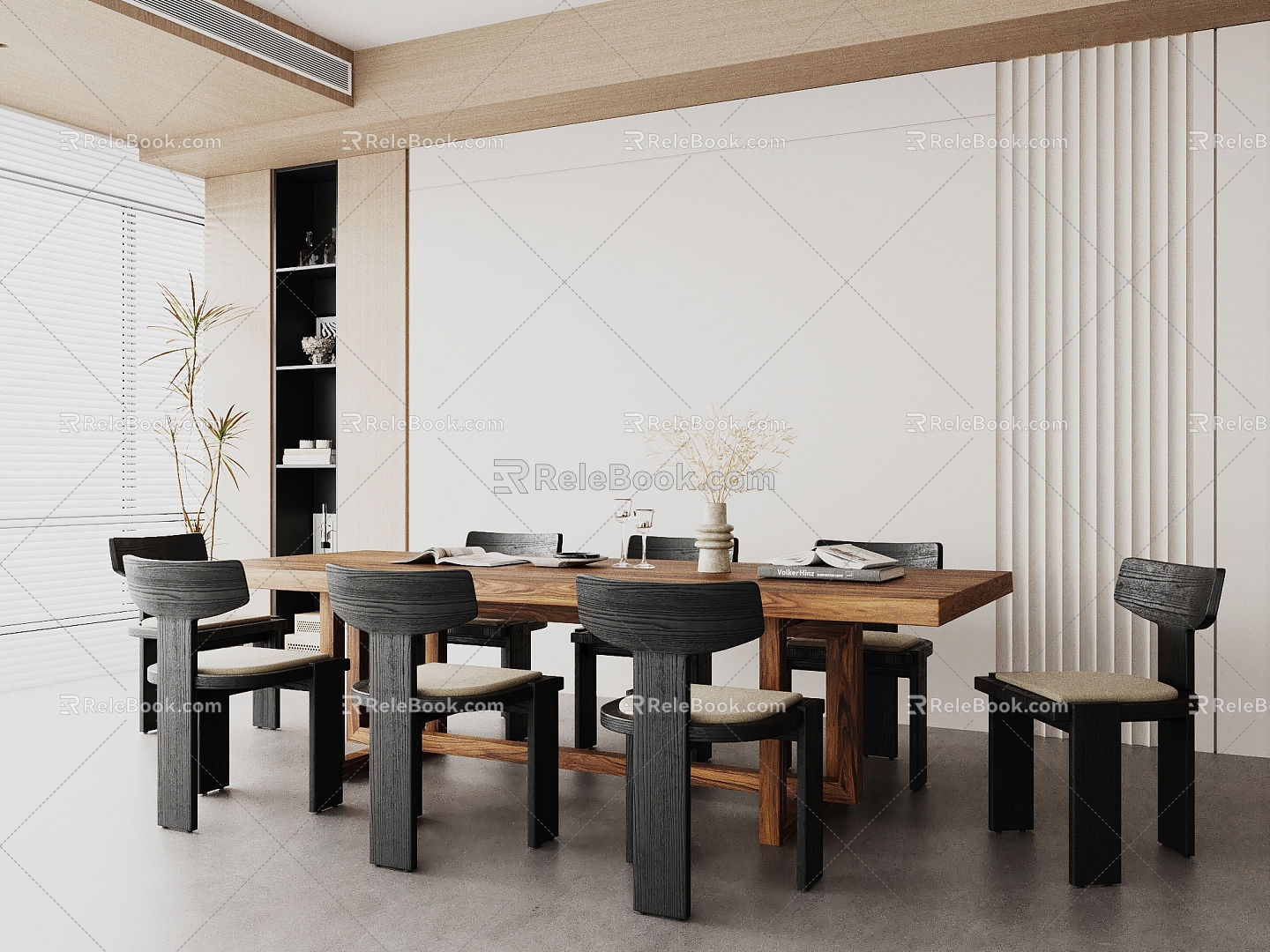 Ji Feng Restaurant Dining Table and Chair Combination Dining Table Long Table Solid Wood Dining Table Dining Chair model