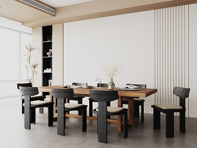 Ji Feng Restaurant Dining Table and Chair Combination Dining Table Long Table Solid Wood Dining Table Dining Chair model