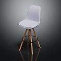 Modern White Upholstered Bar Stool With Wooden Legs And Black Metal Footrest