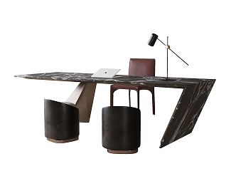 Modern Desk and Chair Class Table and Chair Desk 3d model