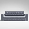 Gray Tufted Upholstered Two Seater Sofa With Modern Design And Comfortable Cushions 3d model
