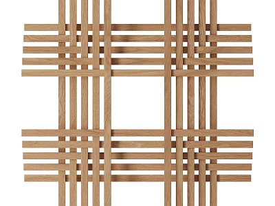 Modern Woven Wooden Wall Decor with Natural Slats and Grid Pattern 3d model