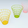 Colorful Conical Wire Baskets for Public Facilities in Yellow Green and Pink Design