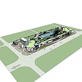 Contemporary Architectural Structure With Green Roof And Urban Surroundings Design