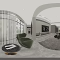 Modern Living Dining Room Interior Design With Sofa TV Coffee Table And Dining Chairs