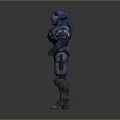 Game And Movie Sci Fi Character In Blue Armored Warrior Costume Design