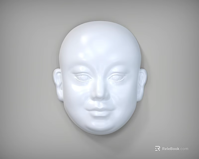 White Human Face Sculpture With Smooth Surface And Minimalist Design 3d model 