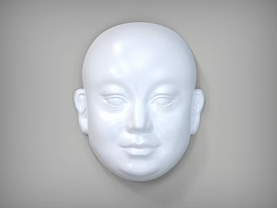 White Human Face Sculpture With Smooth Surface And Minimalist Design 3d model