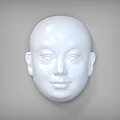 White Human Face Sculpture With Smooth Surface And Minimalist Design 3d model