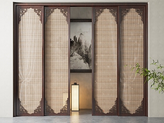 New Chinese-style sliding door 3d model