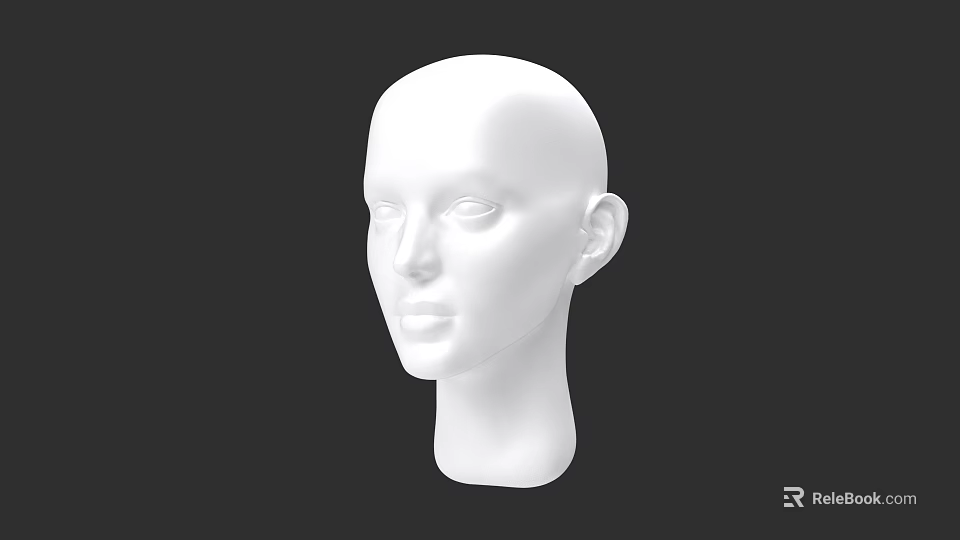 White Male Head Model With Smooth Surface On Black Background 3d model 