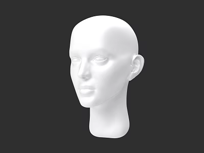White Male Head Model With Smooth Surface On Black Background 3d model