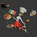 Game Movie Character Chef With Mexican Flag Skeleton Decoration Pizza Chili Pepper And Confetti