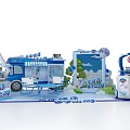 Junlebao Exhibition Booth Featuring Blue Truck and Fresh Dairy Products Promoting Healthy Lifestyle